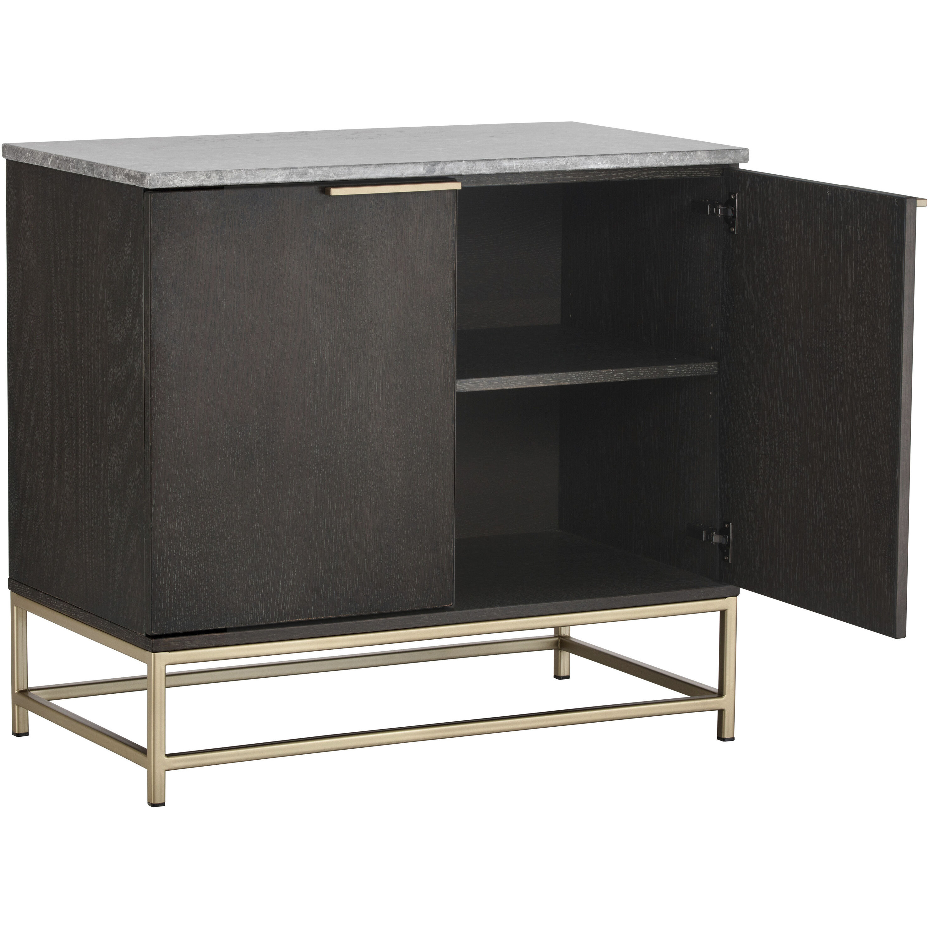 Rebel 35.5 X 19 inch Gold / Grey Marble / Charcoal Grey Sideboard, Small